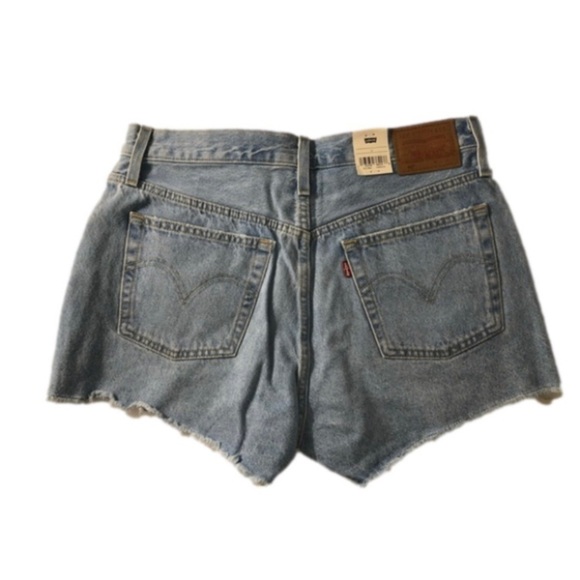 Levi's Blue Jean Shorts with Distressed Details - Picture 3 of 4